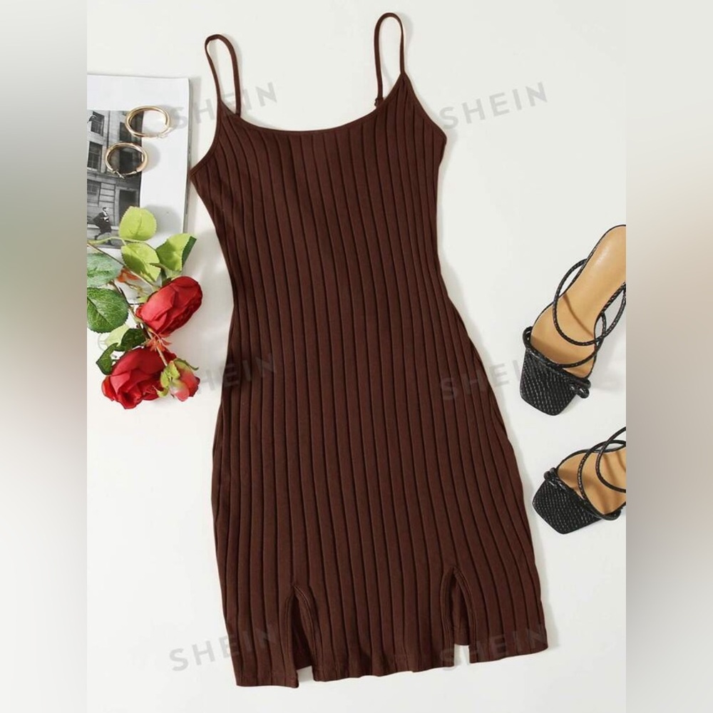 SHEIN Essnce Brown Mini Bodycon Dress